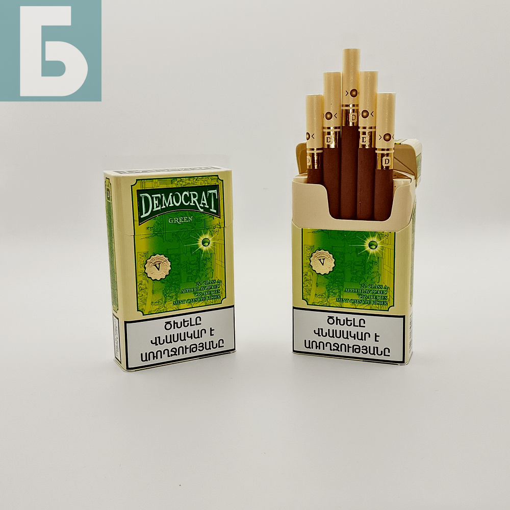 Заказать сигареты оптом Сигареты Democrat Green King Size (Демократ Яблоко Ментол Кнопка) Заказать сигареты блоками Сигареты Democrat Green King Size (Демократ Яблоко Ментол Кнопка)